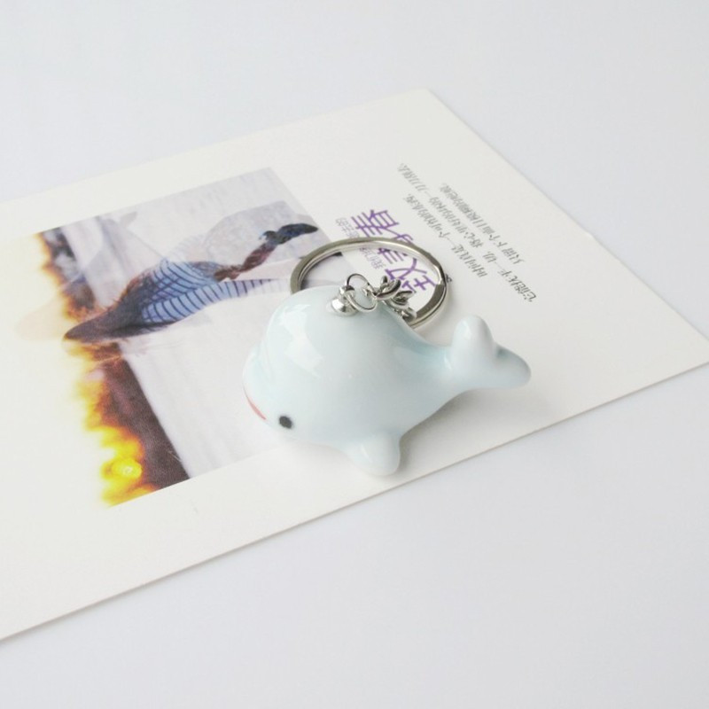 Breloc drăguț cu delfin balenă, animal marin Kawaii, breloc pentru breloc de mașină, accesorii, bărbați, femei, geantă de cuplu, bijuterii din ceramică