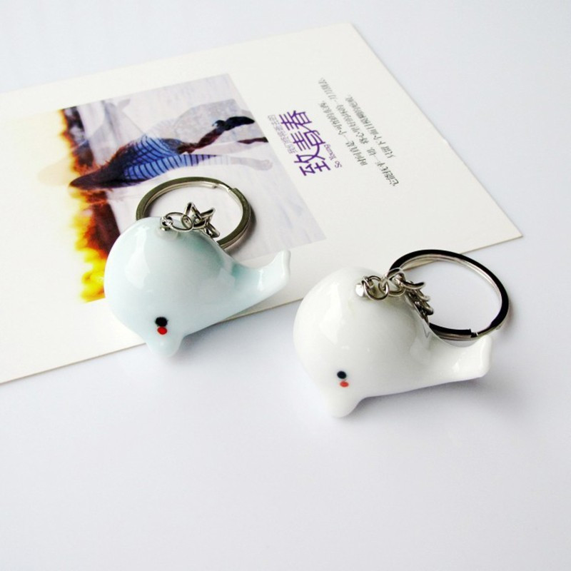 Breloc drăguț cu delfin balenă, animal marin Kawaii, breloc pentru breloc de mașină, accesorii, bărbați, femei, geantă de cuplu, bijuterii din ceramică