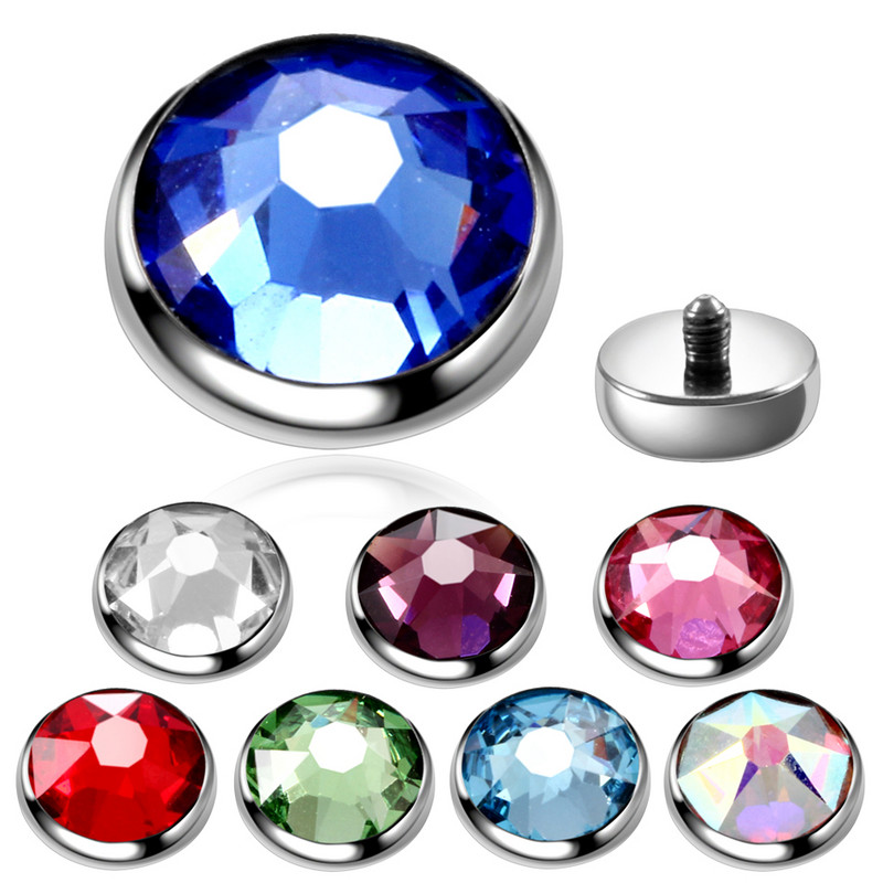 10 kom/lot Titanium Piercing Mikro Dermalno sidro Vrh Okrugli dragulj Skin Diver Implant Skin Diver ukrašen draguljima Hide in Skin Dodatak za tijelo Nakit