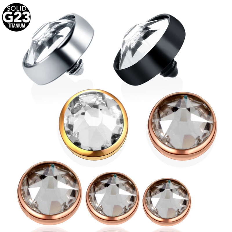 10 kom/lot Titanium Piercing Mikro Dermalno sidro Vrh Okrugli dragulj Skin Diver Implant Skin Diver ukrašen draguljima Hide in Skin Dodatak za tijelo Nakit