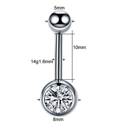 10 buc/lot titan Bare pentru buric Piercing CZ Inel pentru buric Ombligo Nombril Bijuterii pentru corp Cercei pentru buric Piercing Inel pentru buric sexy