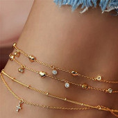 Huitan Exquisite Set Bokaláncok Női Mezítláb Láncok Ékszerek Napi viselet Party Nyári Strand Boka Karkötő Kiegészítők Forró