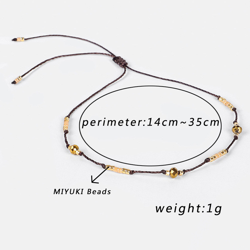 Huitan, design nou, mărgele reglabile, cu fir de ceară, gleznă pentru femei, brățară de gleznă cu șnur colorat boem, cadou pentru fată, bijuterii de plajă