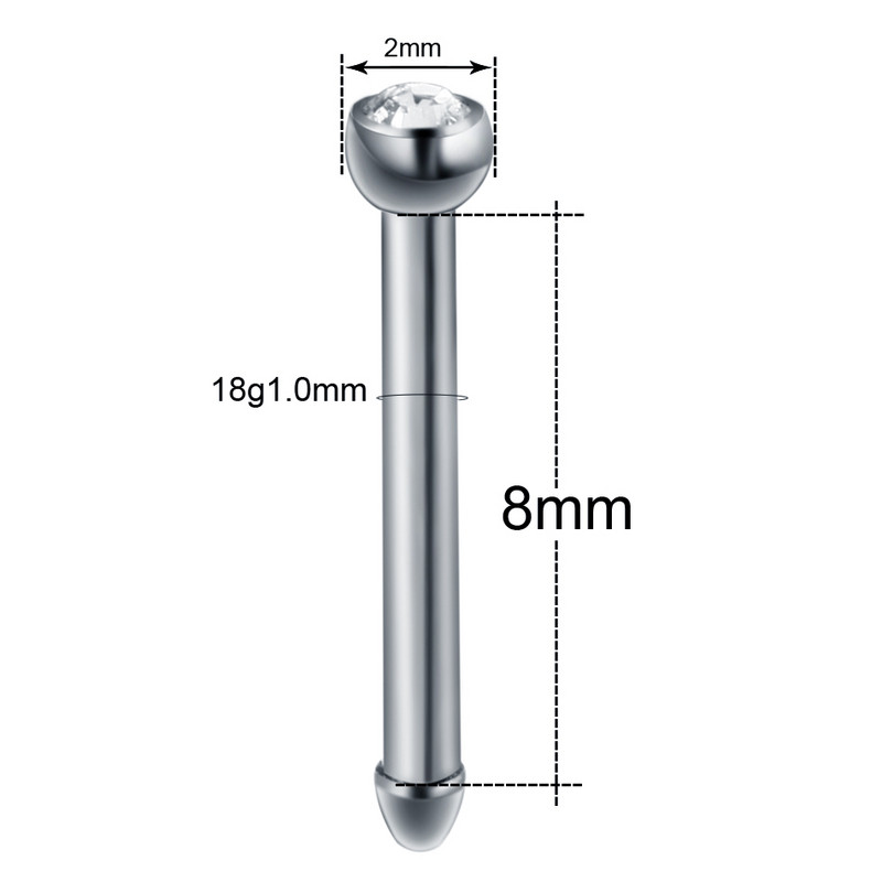 10 buc/lot piercing genital din titan Inele inel pentru nas CZ bijuterie șurub nas Stud nas os nară cercel sept Piercing bijuterii