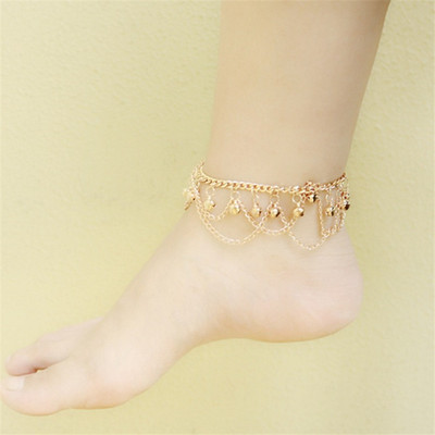 Huitan Fashion Bells Chain Дамски глезени Боси сандали Гривна Глезена на крака Плажни летни аксесоари Модерни бижута за крака