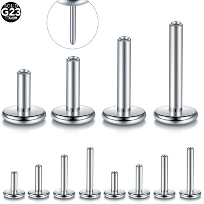 10 kom/lot G23 Titanium Push-in Labret Traka za usne Tragus naušnice za uho Zamjenske naušnice Flat Bar Threadless Labret Post Nakit za tijelo 16G