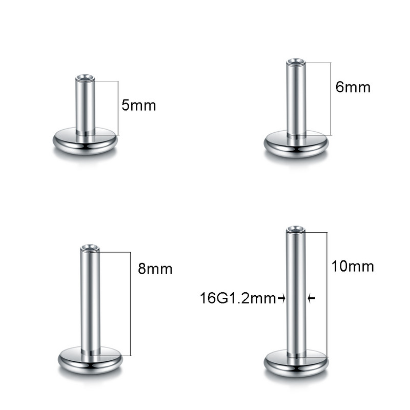 10 buc/lot G23 titan Push-in Labret Lip Bar ureche Tragus cercei de înlocuire Flat Bar fără fir Labret Post Bijuterii pentru corp 16G