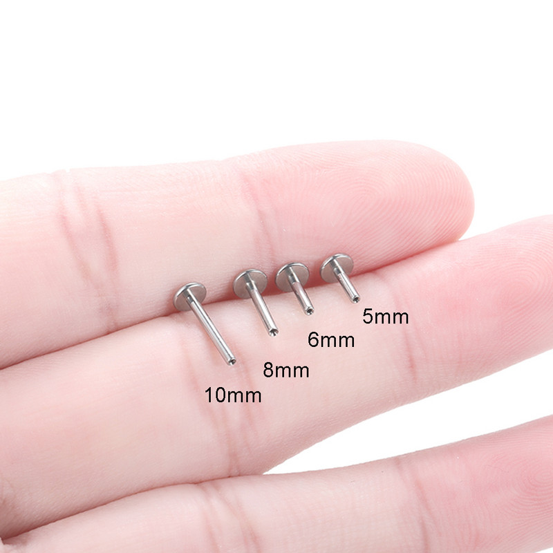 10 buc/lot G23 titan Push-in Labret Lip Bar ureche Tragus cercei de înlocuire Flat Bar fără fir Labret Post Bijuterii pentru corp 16G