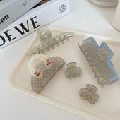 Coreeană Nouă Modă Galben Albastru În carouri Acetat Gheara Păr Dulce Drăguță Fată Crab Clip Păr Femei Accesorii pentru păr