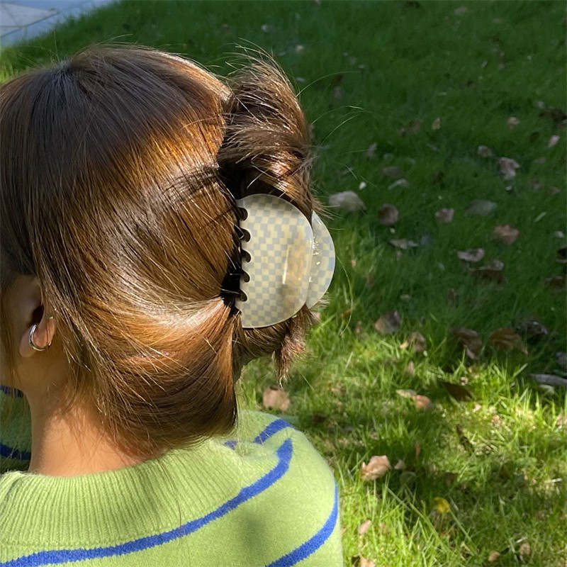 Coreeană Nouă Modă Galben Albastru În carouri Acetat Gheara Păr Dulce Drăguță Fată Crab Clip Păr Femei Accesorii pentru păr