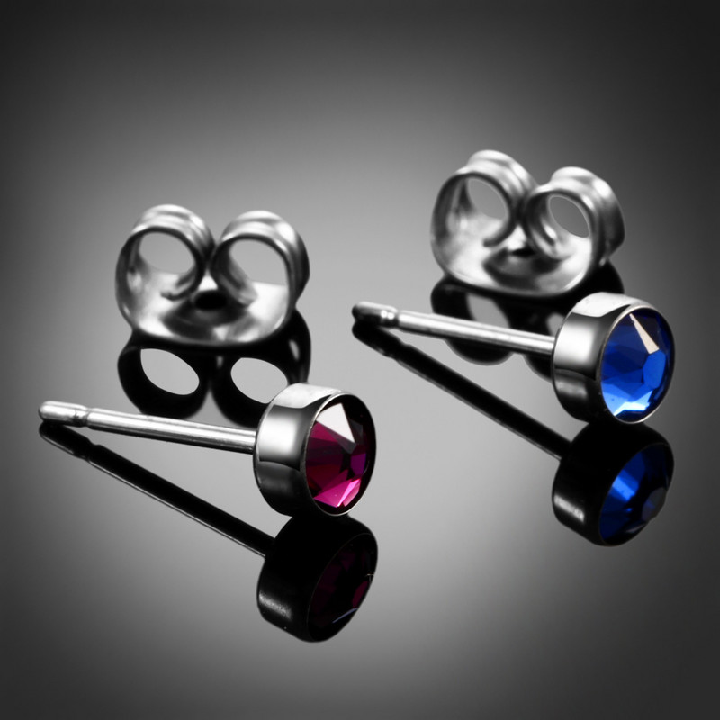 PAR G23 Titanium 4mm Crystal Gem Stud Naušnice s kopčom Leptir Šarene standardne naušnice za bušenje ušiju Modni ženski nakit