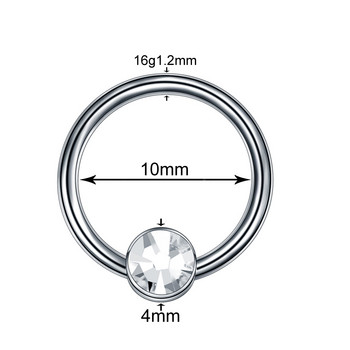 1PC G23 Титан с плосък скъпоценен камък CBR топка BCR Helix Пиърсинг Преграда Пиърсинг Носни пръстени Labret Lip Rings Пиърсинг Бижута за тяло 16G