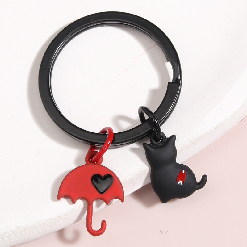 Breloc drăguț emailat, umbrelă, pisică, breloc, breloc cu animale, cadouri suvenir pentru femei, bărbați, accesoriu pentru geantă, bijuterii lucrate manual