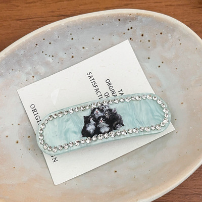 2022 la modă, drăguț, pisici jucăușe, cu stras, acetat, clemă de primăvară, clemă pentru breton, pentru fete, agrafe simple, accesorii de păr pentru femei