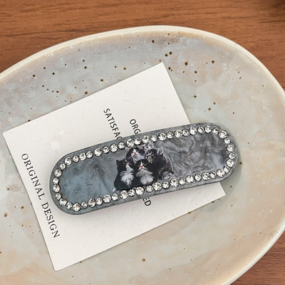 2022 la modă, drăguț, pisici jucăușe, cu stras, acetat, clemă de primăvară, clemă pentru breton, pentru fete, agrafe simple, accesorii de păr pentru femei