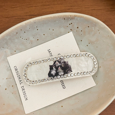 2022 la modă, drăguț, pisici jucăușe, cu stras, acetat, clemă de primăvară, clemă pentru breton, pentru fete, agrafe simple, accesorii de păr pentru femei