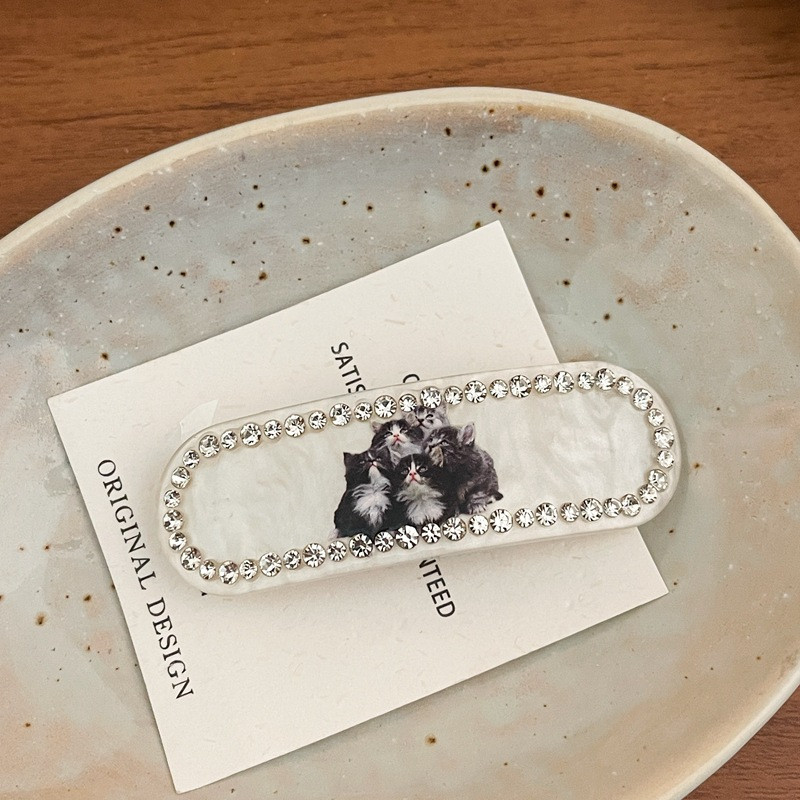 2022 la modă, drăguț, pisici jucăușe, cu stras, acetat, clemă de primăvară, clemă pentru breton, pentru fete, agrafe simple, accesorii de păr pentru femei