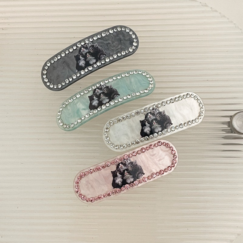 2022 la modă, drăguț, pisici jucăușe, cu stras, acetat, clemă de primăvară, clemă pentru breton, pentru fete, agrafe simple, accesorii de păr pentru femei