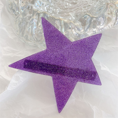 New Fashion Millennial Cool Girl y2k Agraf de păr cu cinci colțuri Sliver Star Clip de primăvară Checkerboard Ponytail Barrettes Accesoriu pentru păr