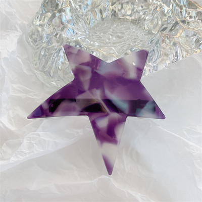 New Fashion Millennial Cool Girl y2k Agraf de păr cu cinci colțuri Sliver Star Clip de primăvară Checkerboard Ponytail Barrettes Accesoriu pentru păr