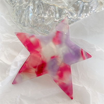 New Fashion Millennial Cool Girl y2k Agraf de păr cu cinci colțuri Sliver Star Clip de primăvară Checkerboard Ponytail Barrettes Accesoriu pentru păr