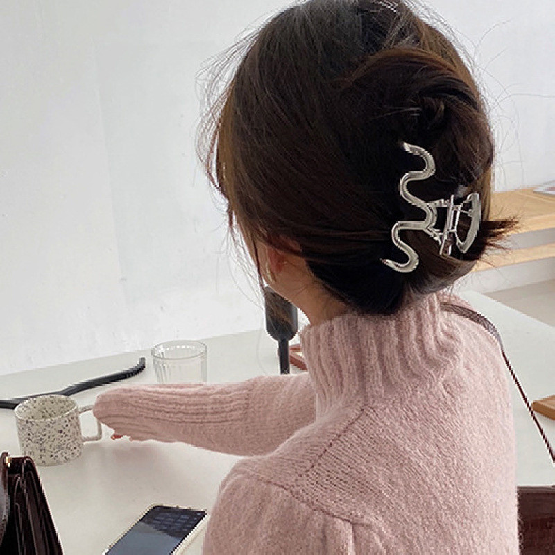 FFLACELL Agrafă de păr ondulată de crab din metal, gheare de păr pentru coadă de cal, accesorii de păr pentru femei, de înaltă calitate