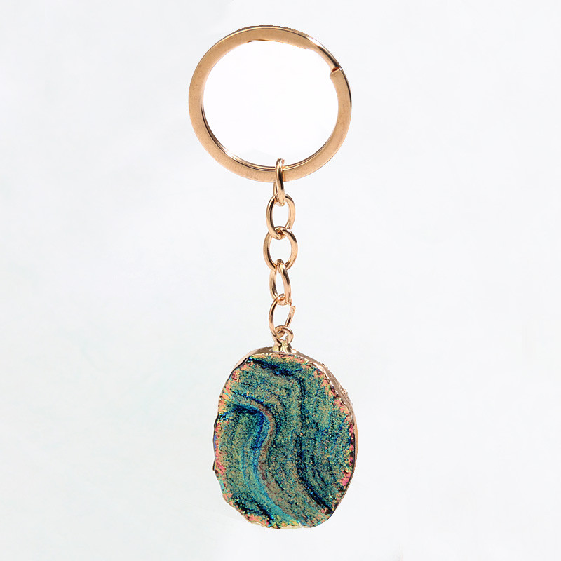 Breloc neregulat din rășină, oval, în formă de semicerc, inel de chei, cadouri de suvenir, pentru femei, bărbați, chei Cay, bijuterii simple, lucrate manual, DIY