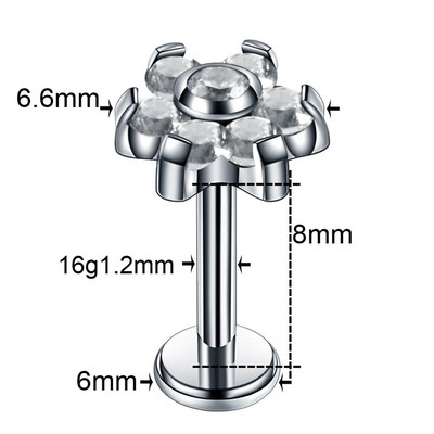 1PC Cristal de titan Floare Dermal Anchor Top Labret Cartilaj Tragus Piercing Buză Ureche Helix CBR Nas Vagin Piercing Bijuterii