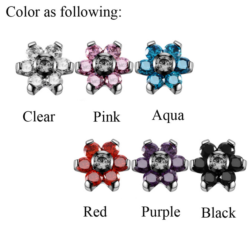 1PC Cristal de titan Floare Dermal Anchor Top Labret Cartilaj Tragus Piercing Buză Ureche Helix CBR Nas Vagin Piercing Bijuterii