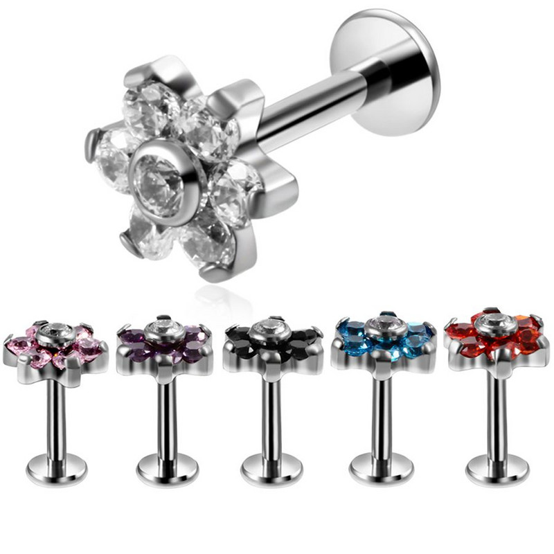 1PC Cristal de titan Floare Dermal Anchor Top Labret Cartilaj Tragus Piercing Buză Ureche Helix CBR Nas Vagin Piercing Bijuterii