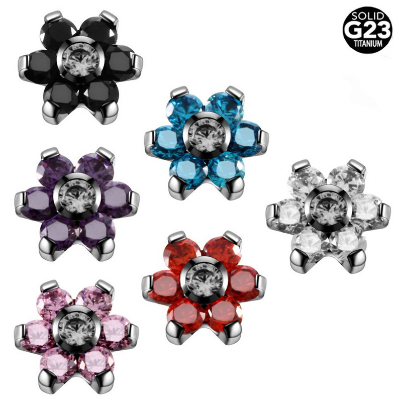 1PC Cristal de titan Floare Dermal Anchor Top Labret Cartilaj Tragus Piercing Buză Ureche Helix CBR Nas Vagin Piercing Bijuterii