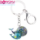 Breloc de balenă din aliaj emailat Bonsny Breloc pentru geantă de mână Breloc pentru breloc Nou Accesorii pentru breloc de modă Bijuterii animale de ocean pentru femei