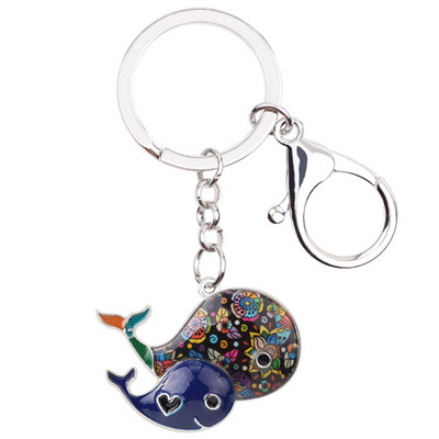 Breloc de balenă din aliaj emailat Bonsny Breloc pentru geantă de mână Breloc pentru breloc Nou Accesorii pentru breloc de modă Bijuterii animale de ocean pentru femei