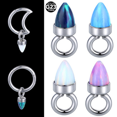 1PC Титаниев Bullet Opal Hoop Висулка за носна преграда Зърно Пиърсинг на корема Daith Helix Обеца Аксесоари Бижута