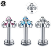 1PC G23 Titanium CZ Gem Labret Monore Lip Bar Piercings Crystal Ear Helix Tragus Hrskavica Stud Piercing Nakit za seksi djevojke 16G