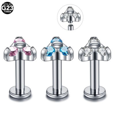 1PC G23 Titanium CZ Gem Labret Monore Lip Bar Piercings Crystal Ear Helix Tragus Hrskavica Stud Piercing Nakit za seksi djevojke 16G