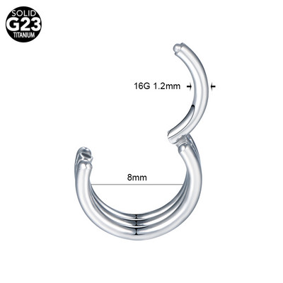 1PC Inele de titan pentru nas CZ Inele de clic pentru septum cu balamale Nariz Piercing Ureche Cartilage Tragus Helix Daith Piercing Buze Nez Opal 16G