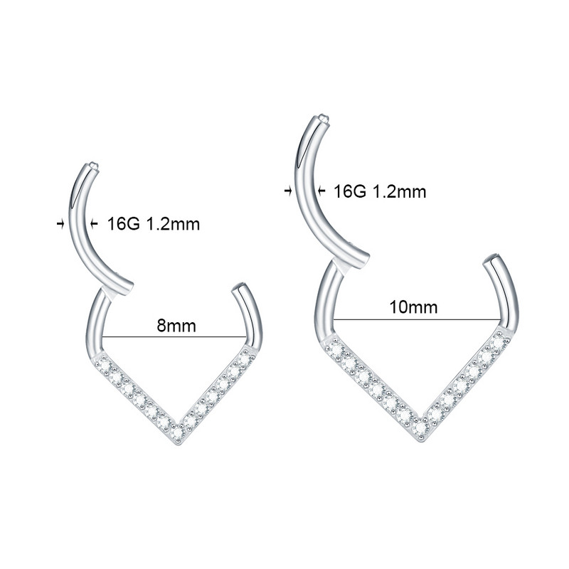 1PC Inele de titan pentru nas CZ Inele de clic pentru septum cu balamale Nariz Piercing Ureche Cartilage Tragus Helix Daith Piercing Buze Nez Opal 16G