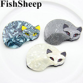 Fish Sheep Broșă mare vulpe pisică din acril pentru femei de modă desene animate din plastic animale ace și broșe insigne cămașă femeie bijuterii