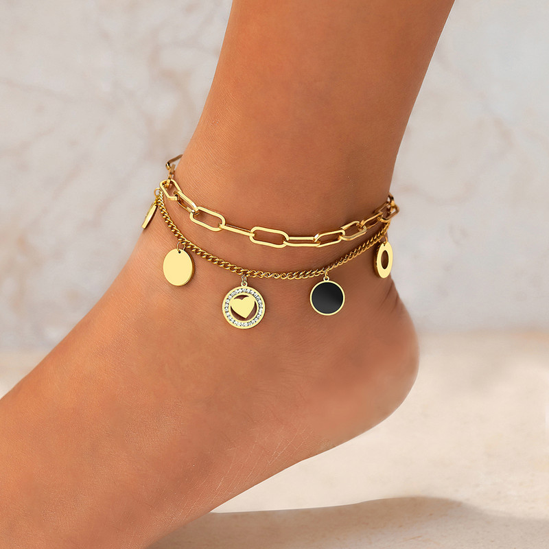 Gležanj od nehrđajućeg čelika Romantično srce Kristalni privjesak od cirkona Seksi lančići za noge Modni gležnjevi za žene Nakit Vjenčani darovi