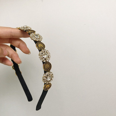 Fflacell Coreea de epocă cataramă metalică negru alb catifea Houndstooth grilă agrafă bentiță pentru fete temperament accesorii de păr