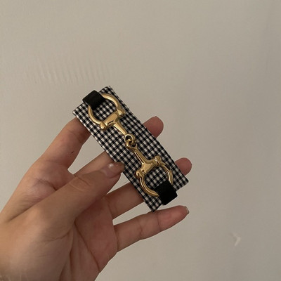 Fflacell Coreea de epocă cataramă metalică negru alb catifea Houndstooth grilă agrafă bentiță pentru fete temperament accesorii de păr