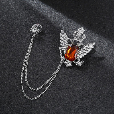 Coreeană Nouă Personalitate Aripi Coroană Broșă Cristal Ciucuri Lanț Rever Pin Costum Moda Insigna Guler Corsaj pentru Bărbați Accesorii