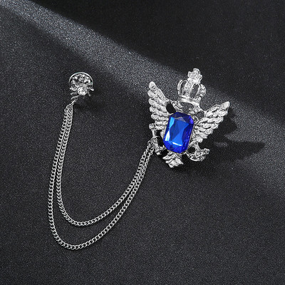 Coreeană Nouă Personalitate Aripi Coroană Broșă Cristal Ciucuri Lanț Rever Pin Costum Moda Insigna Guler Corsaj pentru Bărbați Accesorii