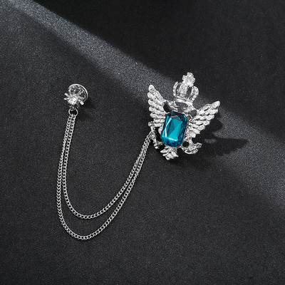 Coreeană Nouă Personalitate Aripi Coroană Broșă Cristal Ciucuri Lanț Rever Pin Costum Moda Insigna Guler Corsaj pentru Bărbați Accesorii