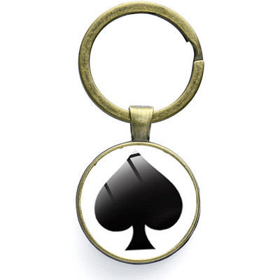 SONGDA New Piersică Inimă Litera Q Queen Breloc Personalitate Poker Spades Q Club Sticla Cabochon Breloc Mașină Breloc Bărbați Bijuterie