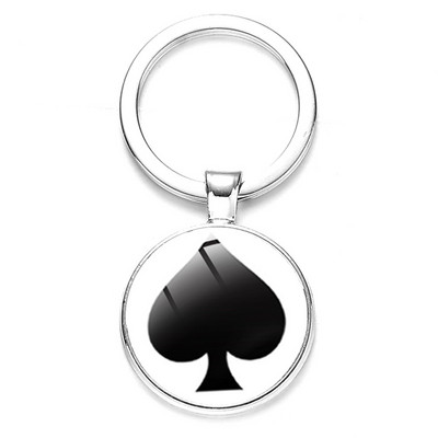 SONGDA New Piersică Inimă Litera Q Queen Breloc Personalitate Poker Spades Q Club Sticla Cabochon Breloc Mașină Breloc Bărbați Bijuterie