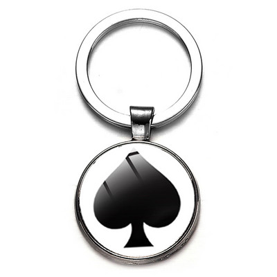 SONGDA New Piersică Inimă Litera Q Queen Breloc Personalitate Poker Spades Q Club Sticla Cabochon Breloc Mașină Breloc Bărbați Bijuterie