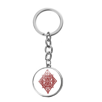 SONGDA New Piersică Inimă Litera Q Queen Breloc Personalitate Poker Spades Q Club Sticla Cabochon Breloc Mașină Breloc Bărbați Bijuterie