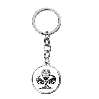 SONGDA New Piersică Inimă Litera Q Queen Breloc Personalitate Poker Spades Q Club Sticla Cabochon Breloc Mașină Breloc Bărbați Bijuterie